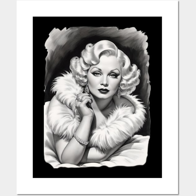 Mae West Black and White Portrait Wall Art by Absinthe Society 